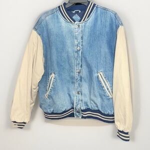 Denim and Cream Varsity Jacket